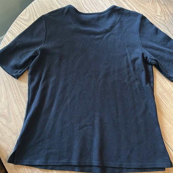 Quacker Factory Sequin Watermelon Slice Black Short Sleeve Knit Tee Top Medium - Picture 5 of 5